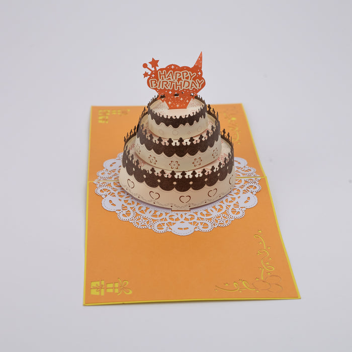 Beautiful 3D Popup Handcrafted Happy Birthday Greeting Card - Yellow