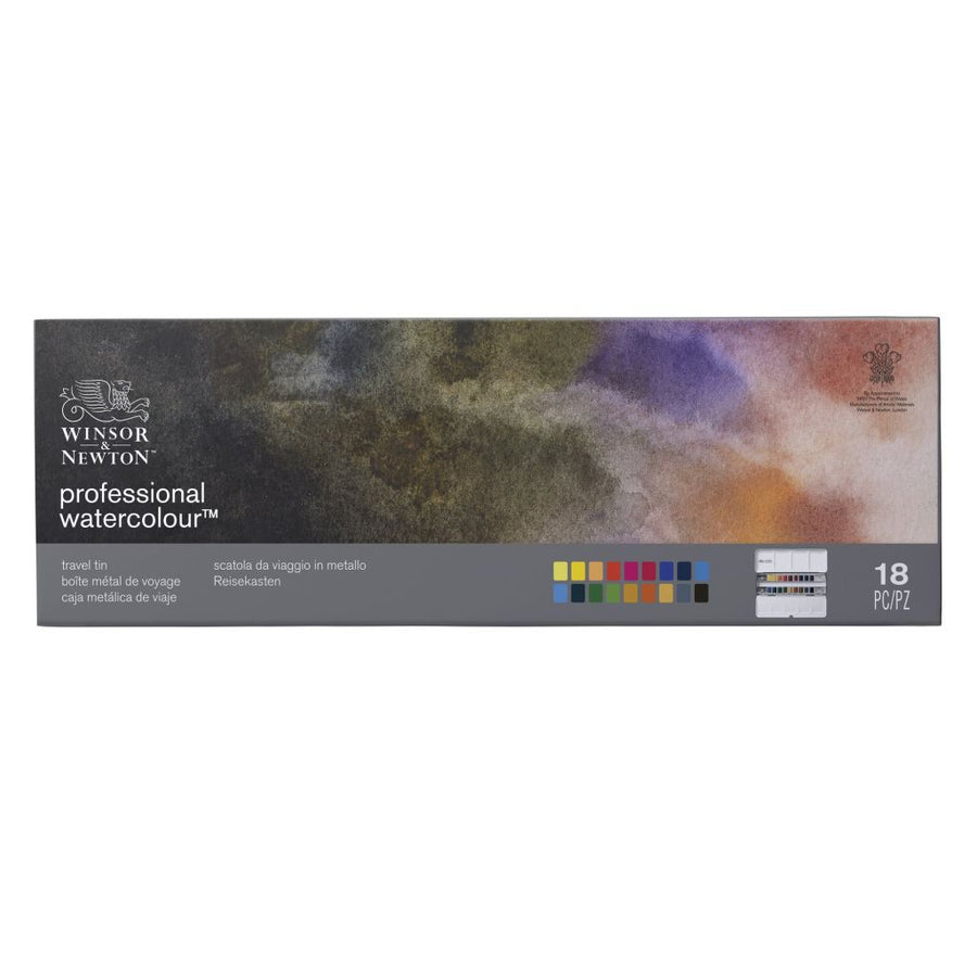 Winsor & Newton Professional Water Colour Set – 18 Half Pans (Travel Tin)