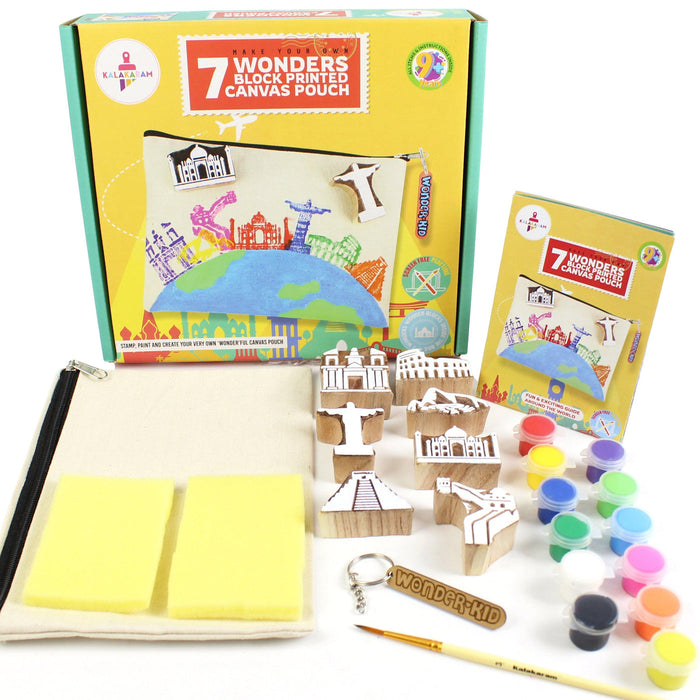 Kalakaram - 7 Wonders Pouch Printing Kit | DIY Block Print Craft Set