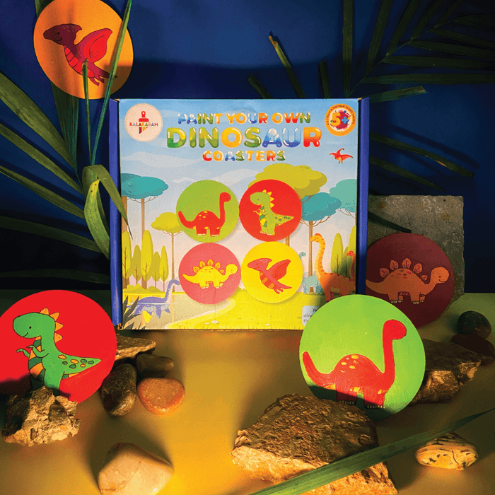 Kalakaram Paint Your Own Dinosaur Coasters | DIY Wooden Art Kit