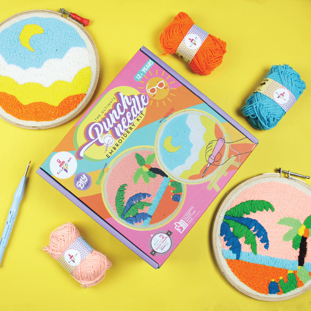 Kalakaram Punch Needle Embroidery Kit | DIY Yarn Art Set — Mango