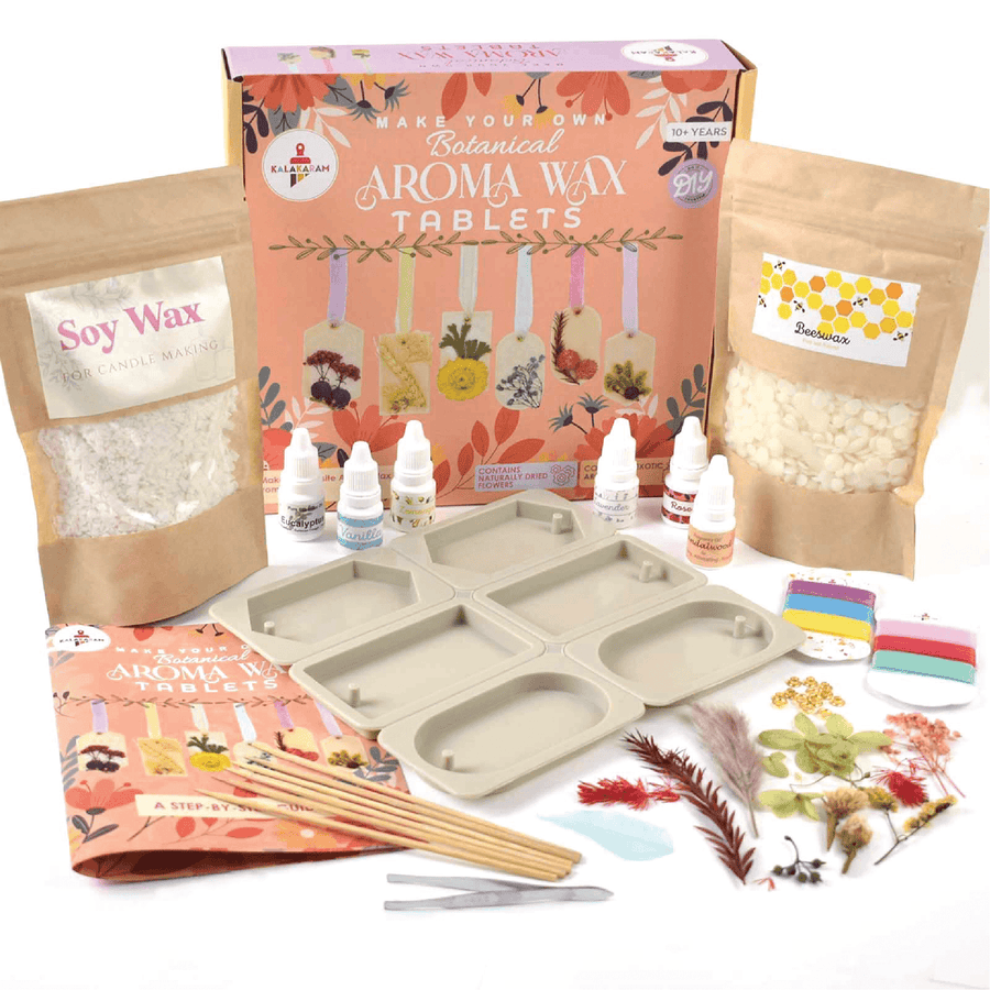 Kalakaram Botanical Aroma Wax Tablet Kit | DIY Fragrant Décor Craft Set