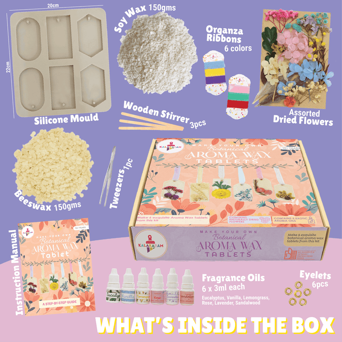 Kalakaram Botanical Aroma Wax Tablet Kit | DIY Fragrant Décor Craft Set