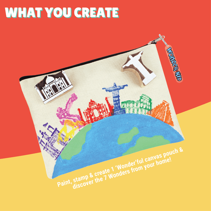 Kalakaram - 7 Wonders Pouch Printing Kit | DIY Block Print Craft Set