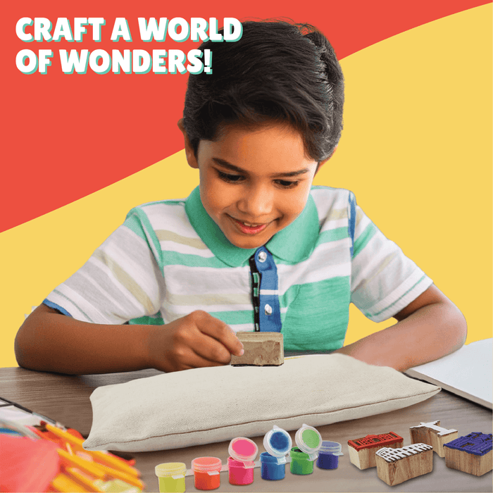 Kalakaram - 7 Wonders Pouch Printing Kit | DIY Block Print Craft Set