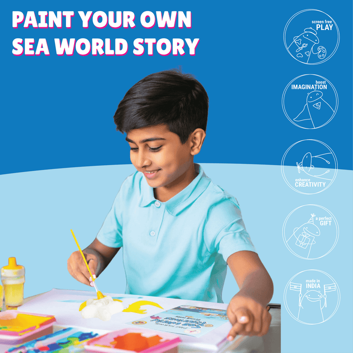 Kalakaram Sea World Figurines Painting Kit | DIY Resin Art Set
