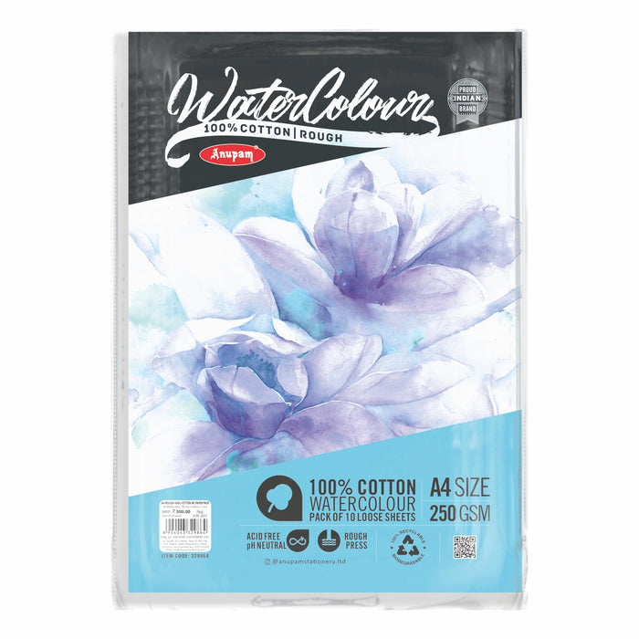 Anupam - Watercolour Loose Sheets Pack of 10 A4/250GSM Rough