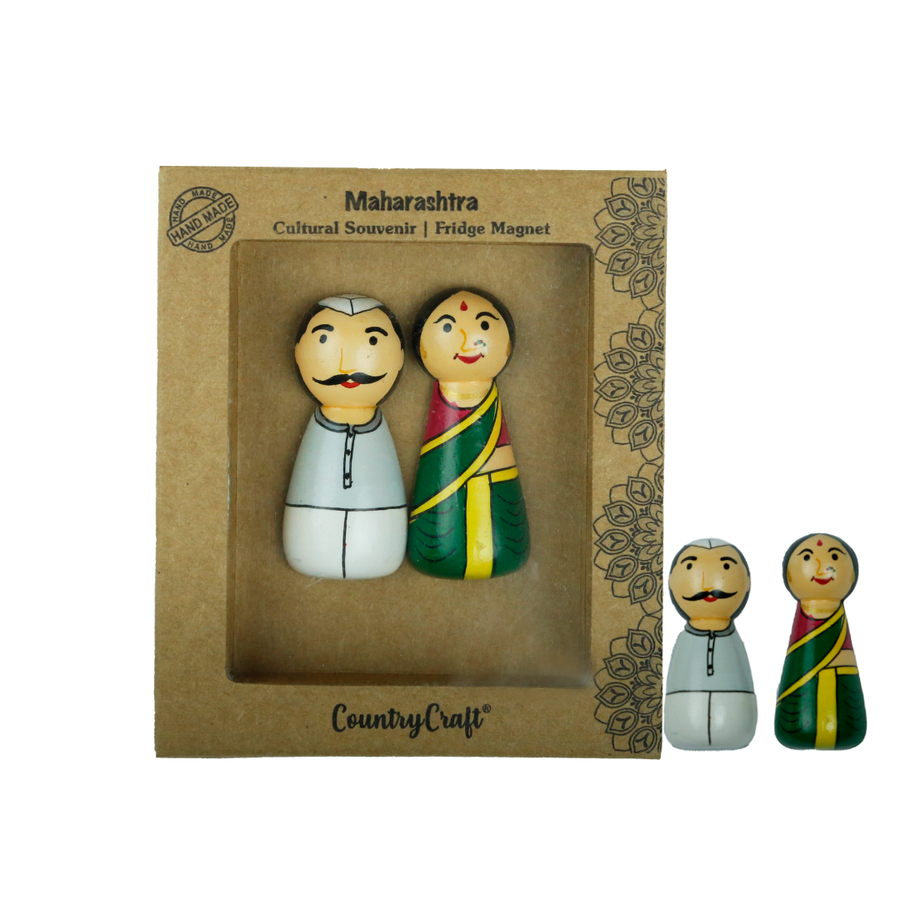 Country Craft - Maharashtra Cultural Wooden Fridge Magnet