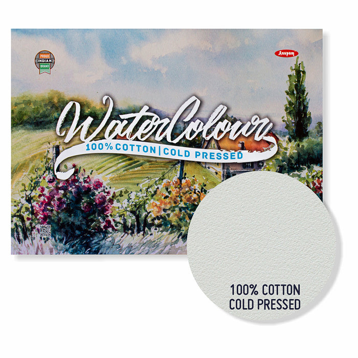 Anupam - 100% Cotton | Cold Press Watercolour Pad A3/250GSM, 15 Sheets