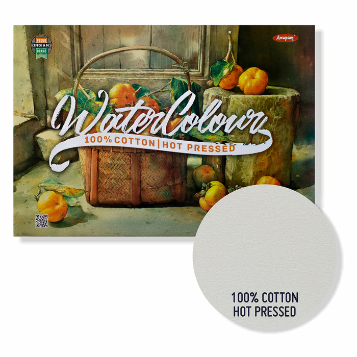 Anupam - 100% Cotton | Hot Pressed Watercolour Pad A3/250GSM, 15 Sheets