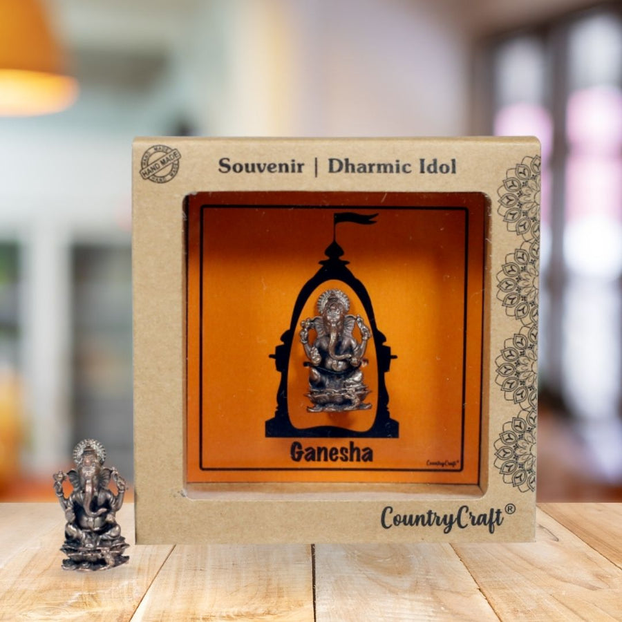 Country Craft - Copper Ganesha Idol Miniature – Handcrafted Kumbakonam Art
