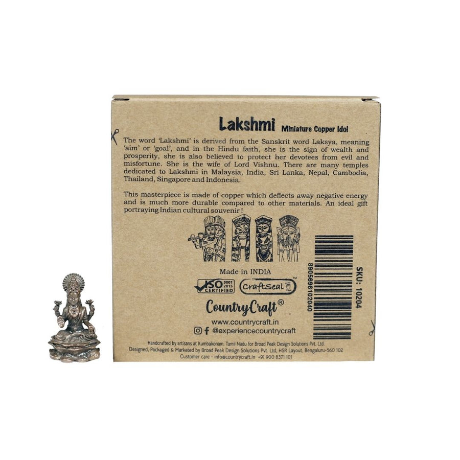 Country Craft - Copper Lakshmi Idol Miniature – Handcrafted Kumbakonam Art