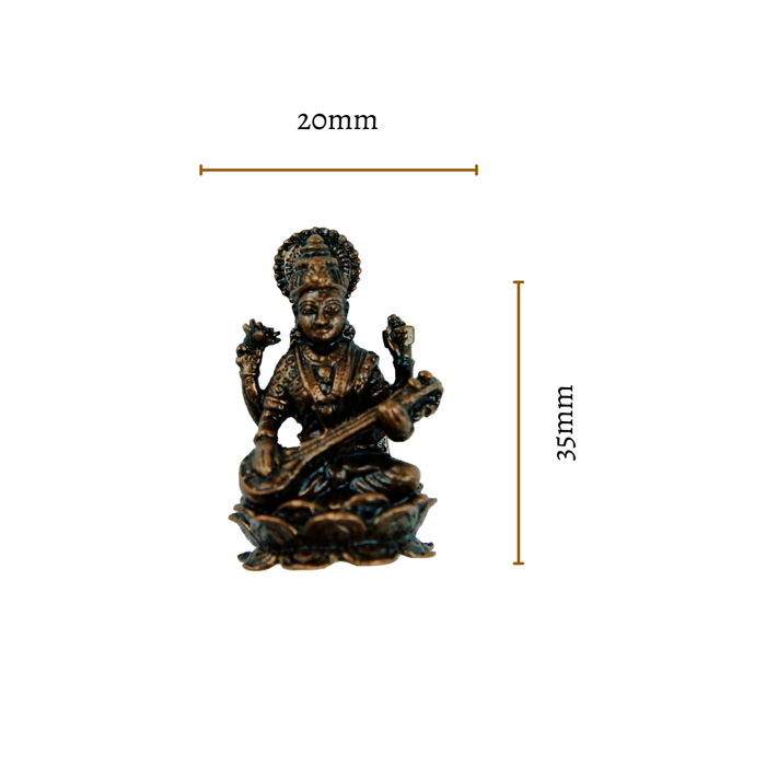 Country Craft - Copper Saraswati Idol Miniature – Handcrafted Kumbakonam Art