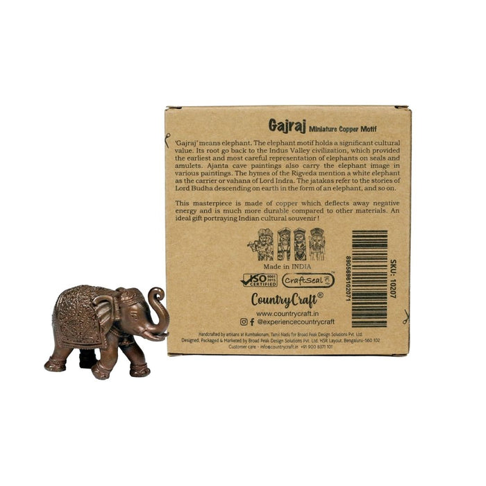 Country Craft - Copper Gajraj Miniature – Handcrafted Elephant Figurine