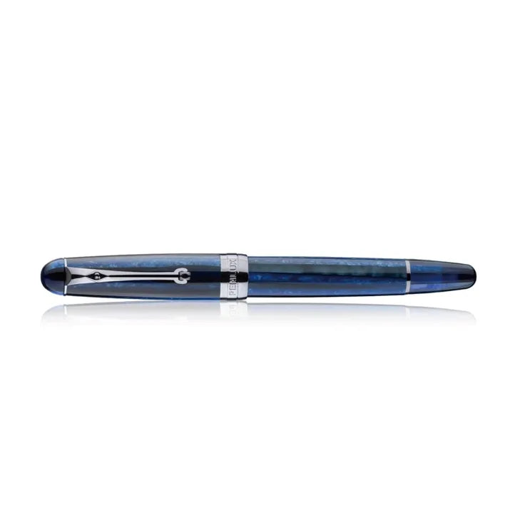 Penlux Delgado Blue Grotto Fountain Pen with Chrome Trim – Medium Nib