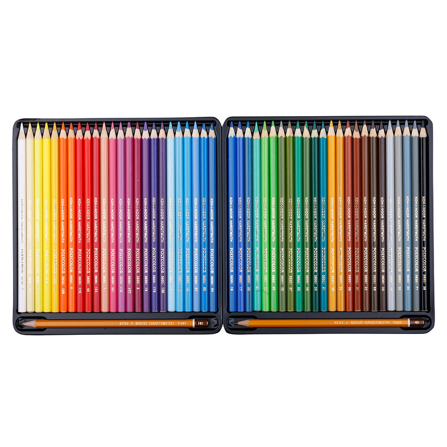 KOH-I-NOOR POLYCOLOR ARTIST'S COLOURED PENCILS - ASSORTED - SET OF 48 IN CARDBOARD CASE