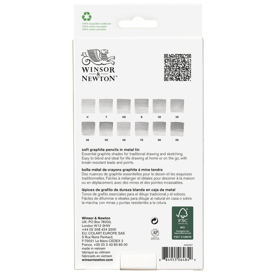 Winsor & Newton Studio Collection – Soft Graphite Pencil Set of 12