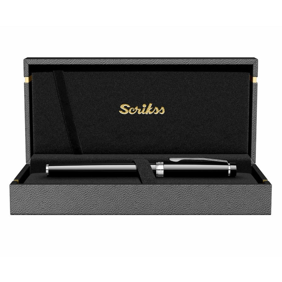 Scrikss Honor 38 Roller Pen – Black with Chrome Trim (CT)
