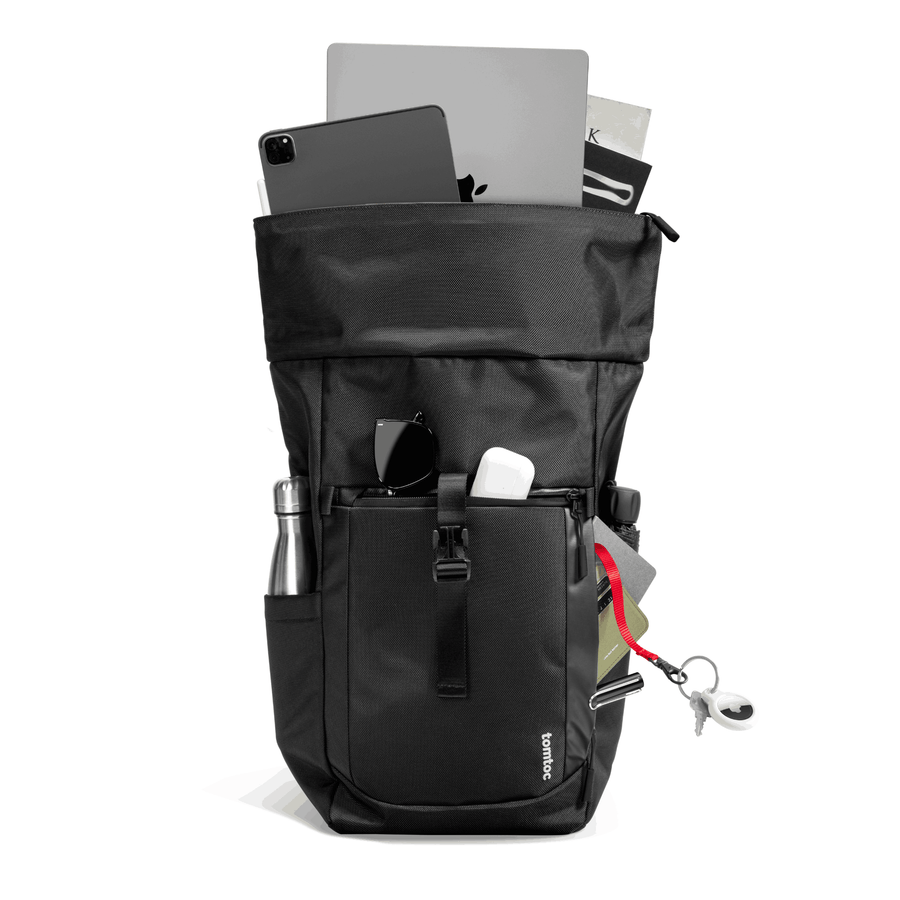 Tomtoc Navigator - T61 Rolltop Backpack 17.3inch/ 25L - 30L- Black