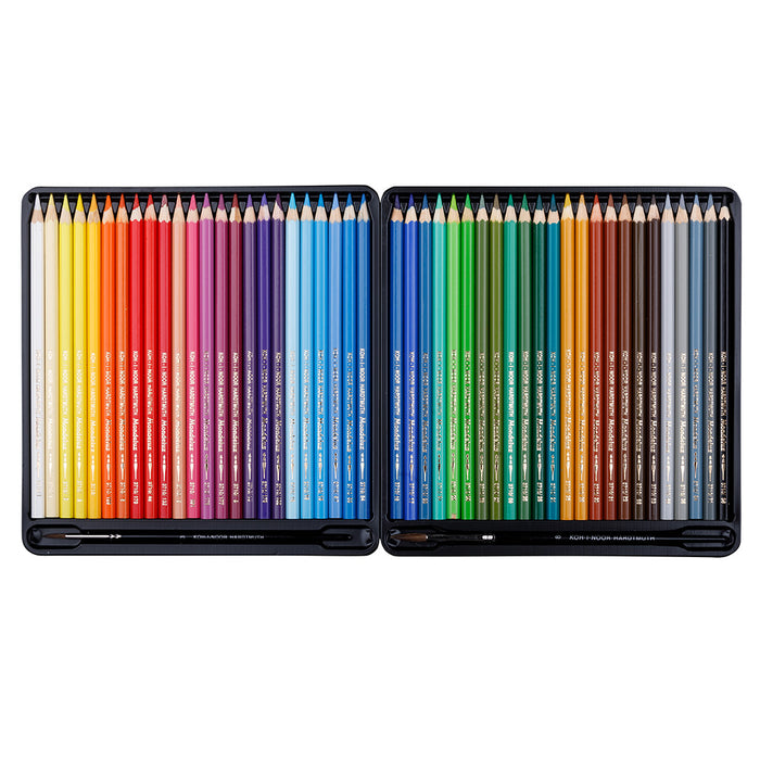 KOH-I-NOOR MONDELUZ ARTIST'S WATER SOLUBLE COLOURED PENCILS - ASSORTED - SET OF 48 IN CARD BOX