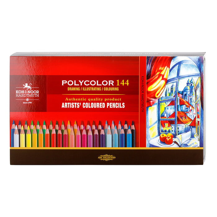 KOH-I-NOOR POLYCOLOR ARTIST'S COLOURED PENCILS - ASSORTED - SET OF 144 IN TIN BOX