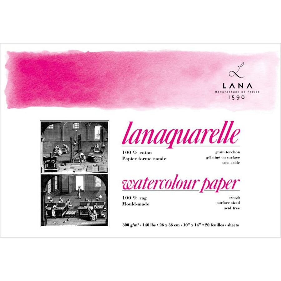 Lana - Lanaquarelle 100% Cotton Natural Rough Watercolour Paper Pads 26 x 36 cm (300gsm)