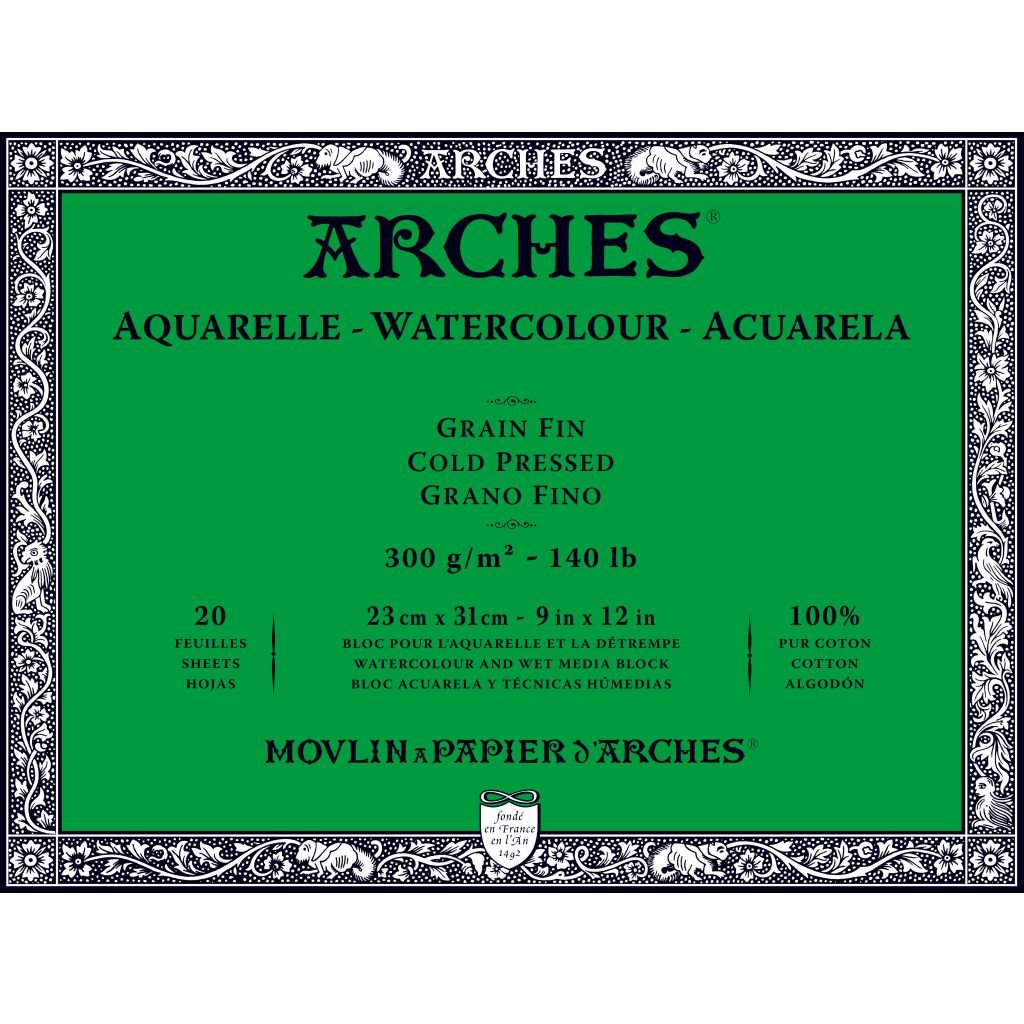 Arches Aquarelle 300 GSM Fine Paper - Natural White 23 X 31 Cm Pad - View #9