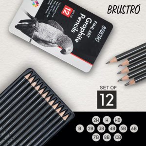 Brustro Artists Fine Art Graphite Pencil Set Of 12