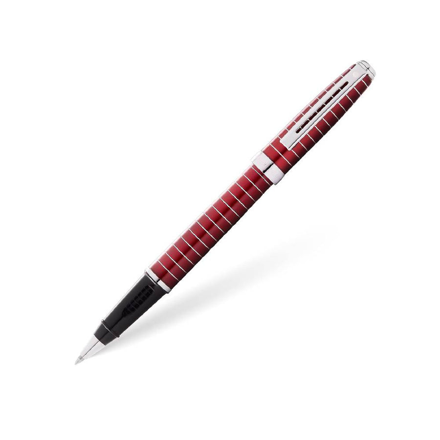 Sheaffer 9165 Prelude Lacquer Rollerball Pen – Red With Chrome-Plated Horizontal Engravings And Trim