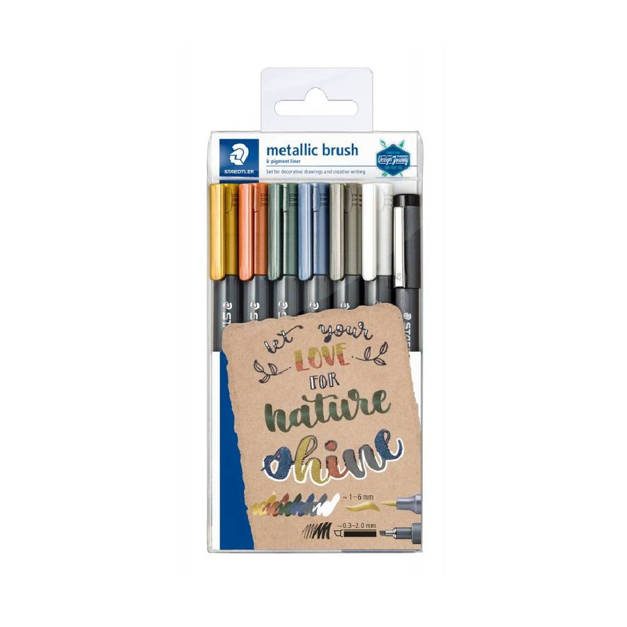 Staedtler Metallic Brush Pen and Pigment Liner Set