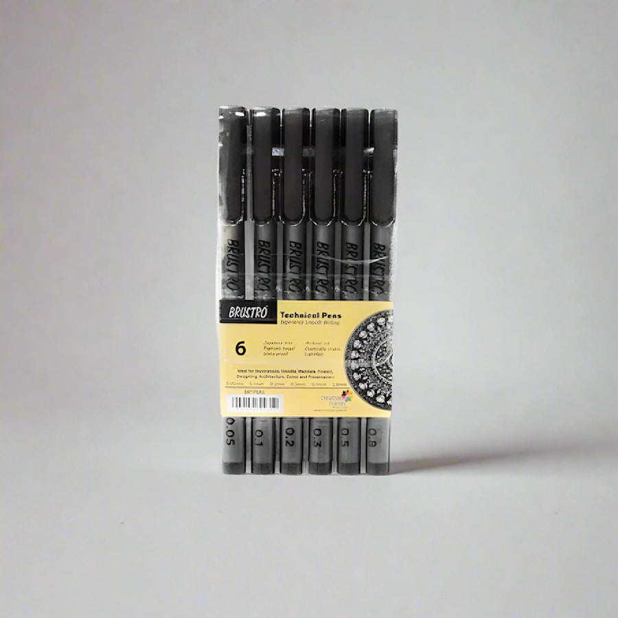 Brustro - Technical Pen Black Assorted Set of 6