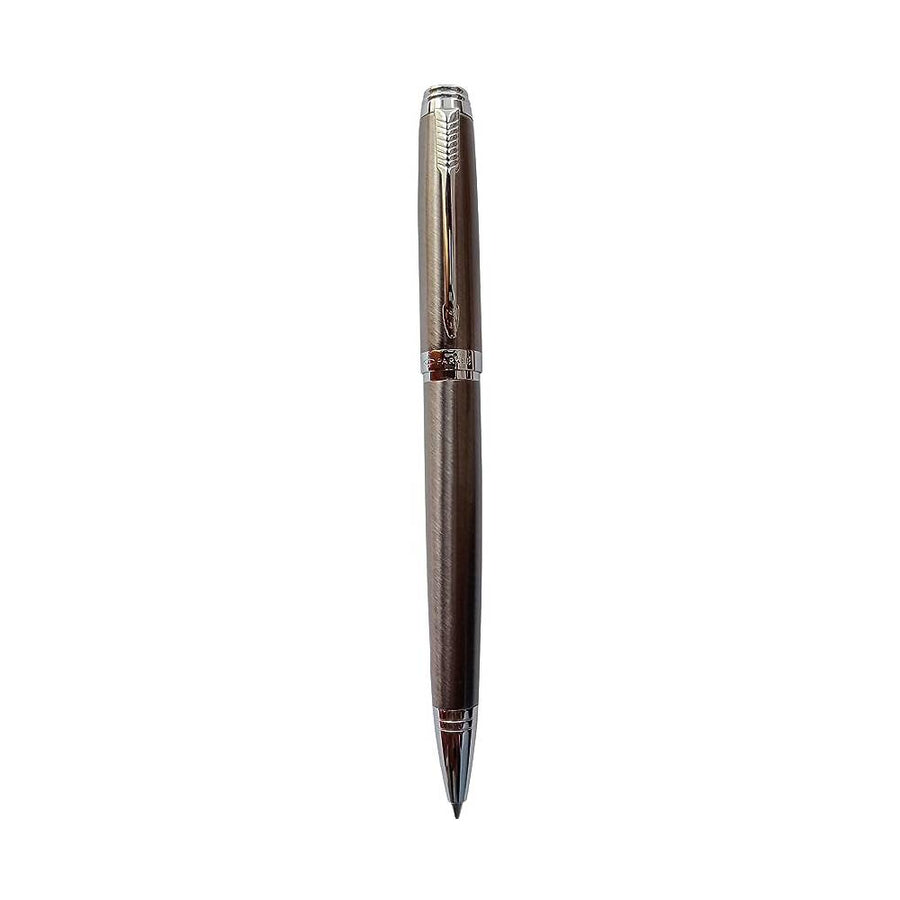parker-ambient-gun-metal-chrome-trim-ballpoint-pen-front-view