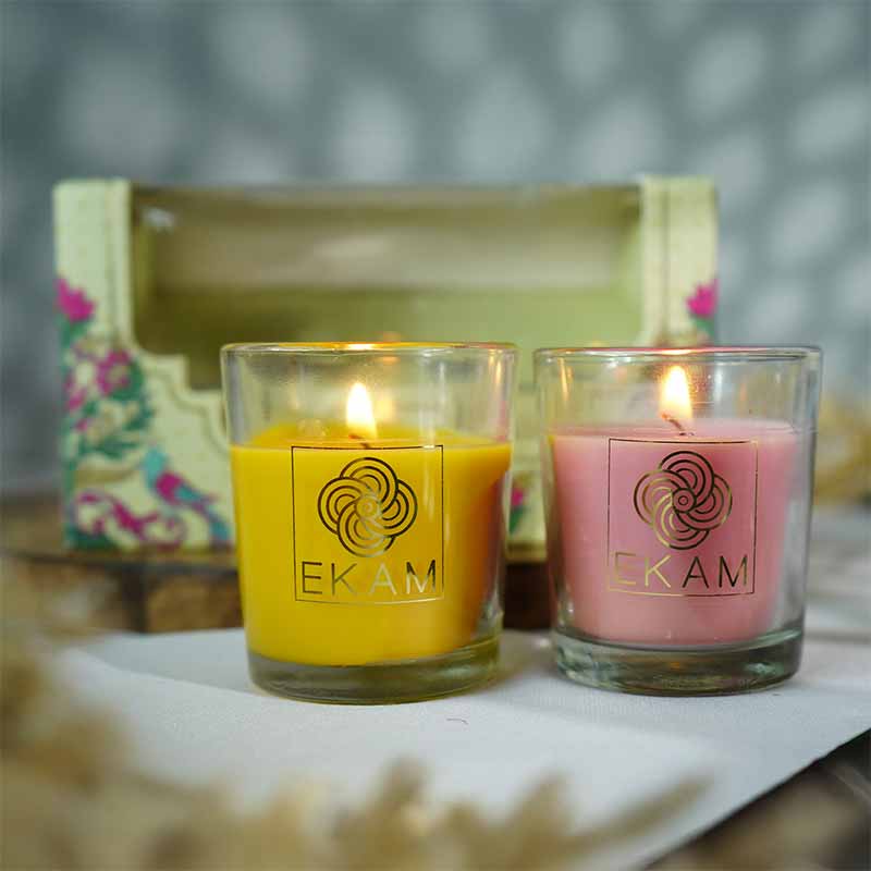 EKAM 2 Pack Candle Gift Box – Honey & Lemon & Clary Sage