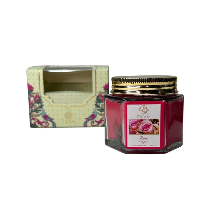 Ekam - Rose Hexa Jar Scented Candle