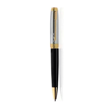 parker-ambient-deluxe-black-gold-trim-ballpoint-pen-front-view