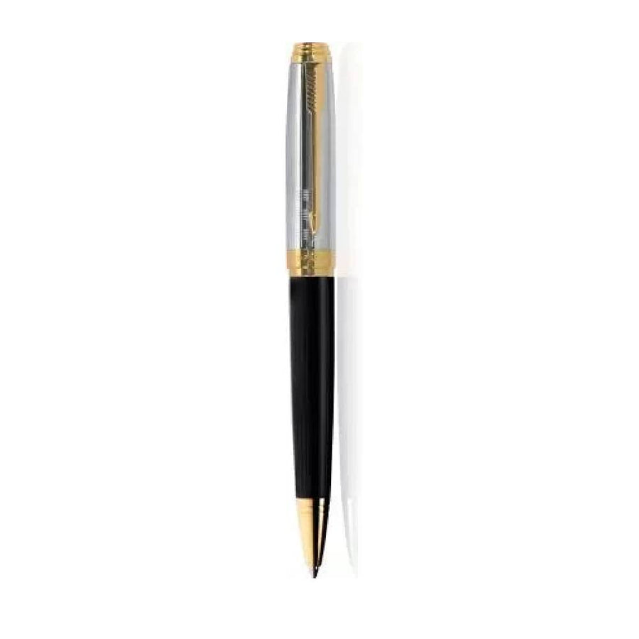 parker-ambient-deluxe-black-gold-trim-ballpoint-pen-front-view