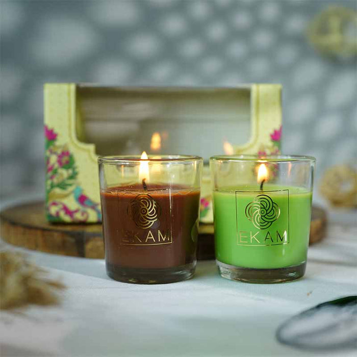 EKAM 2 Pack Candle Gift Box – Mahogany & Lemongrass