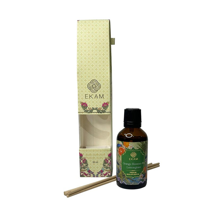EKAM Orange Blossom & Lemongrass Reed Diffuser Refill Oil Gift Set