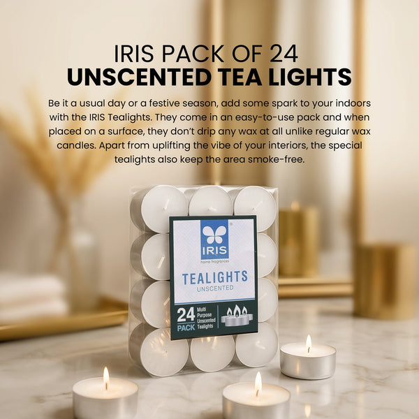 IRIS Pack of 24 Unscented Tealights