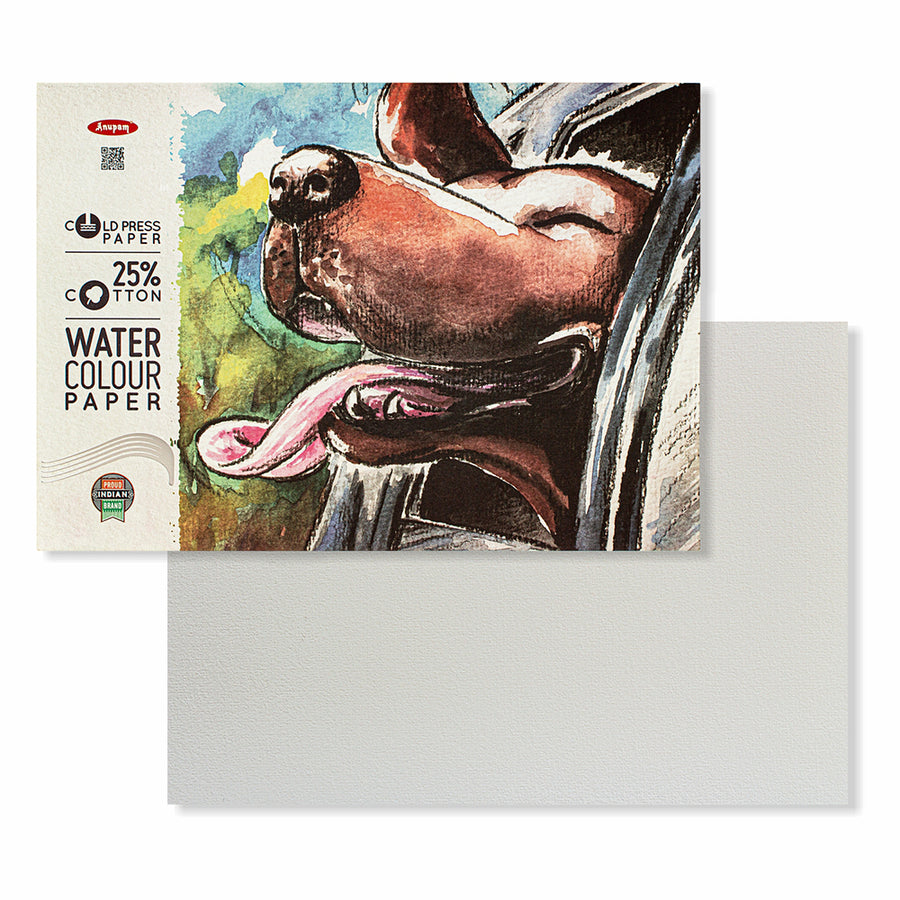 Anupam - 25% Cotton Cold Press Watercolour Paper Pad A3/250GSM, 15 Sheets