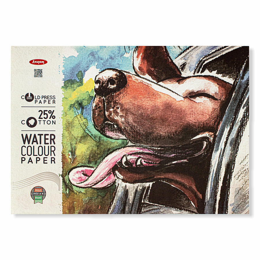 Anupam - 25% Cotton Cold Press Watercolour Paper Pad A3/250GSM, 15 Sheets