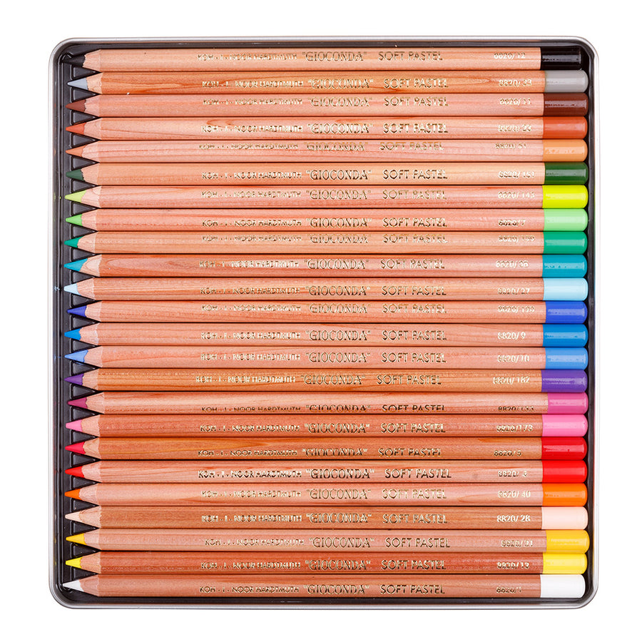 KOH-I-NOOR GIOCONDA ARTIST SOFT PASTEL PENCIL - ASSORTED - SET OF 24 IN TIN BOX