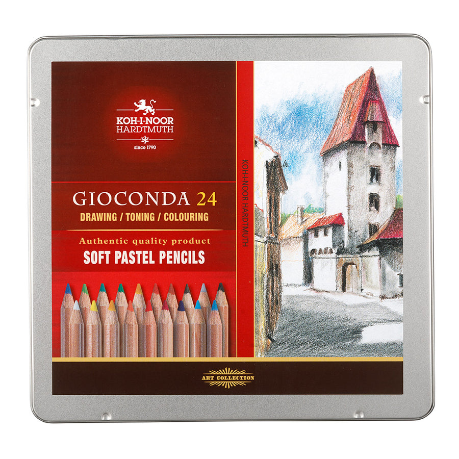 KOH-I-NOOR GIOCONDA ARTIST SOFT PASTEL PENCIL - ASSORTED - SET OF 24 IN TIN BOX