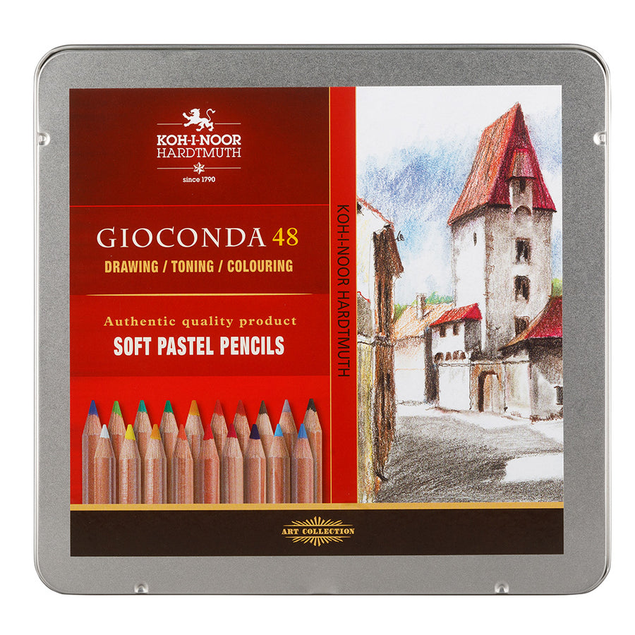 KOH-I-NOOR GIOCONDA ARTIST SOFT PASTEL PENCIL - ASSORTED - SET OF 48 IN TIN BOX