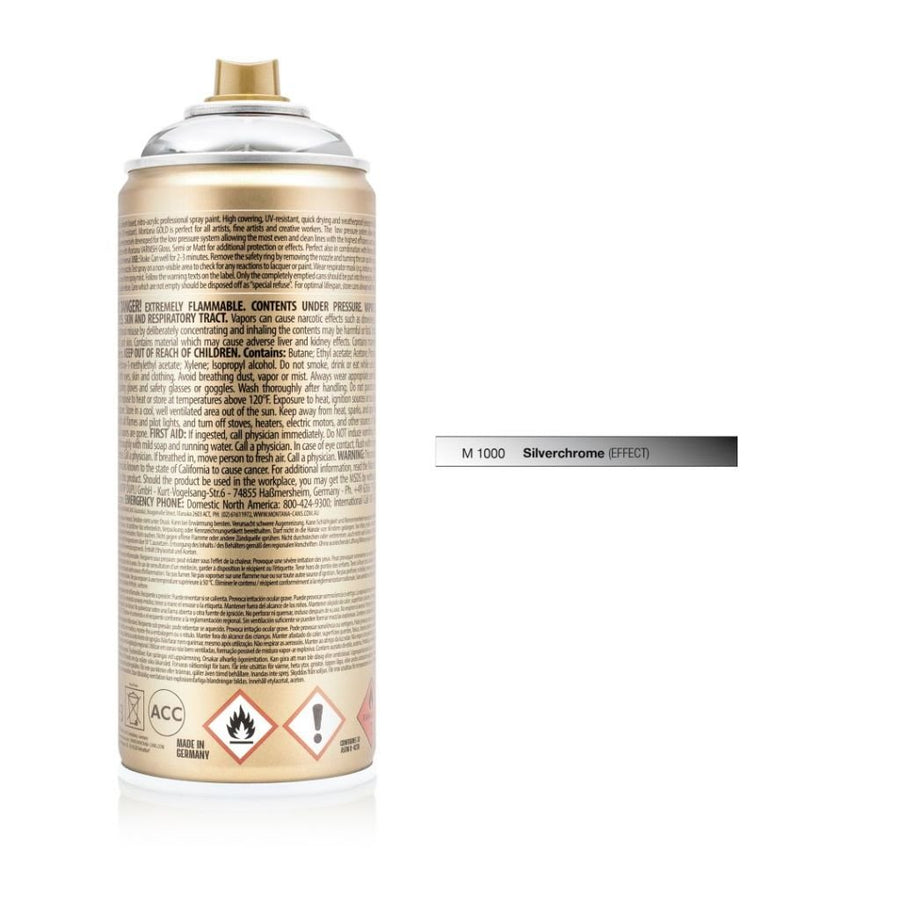 MONTANA Gold Acrylic Professional Spray Paint - 400 ml Can - Silverchorme (M 1000)