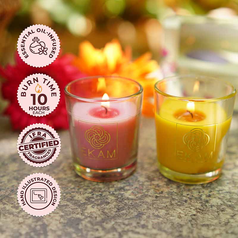 EKAM 2 Pack Candle Gift Box – Honey & Lemon & Clary Sage