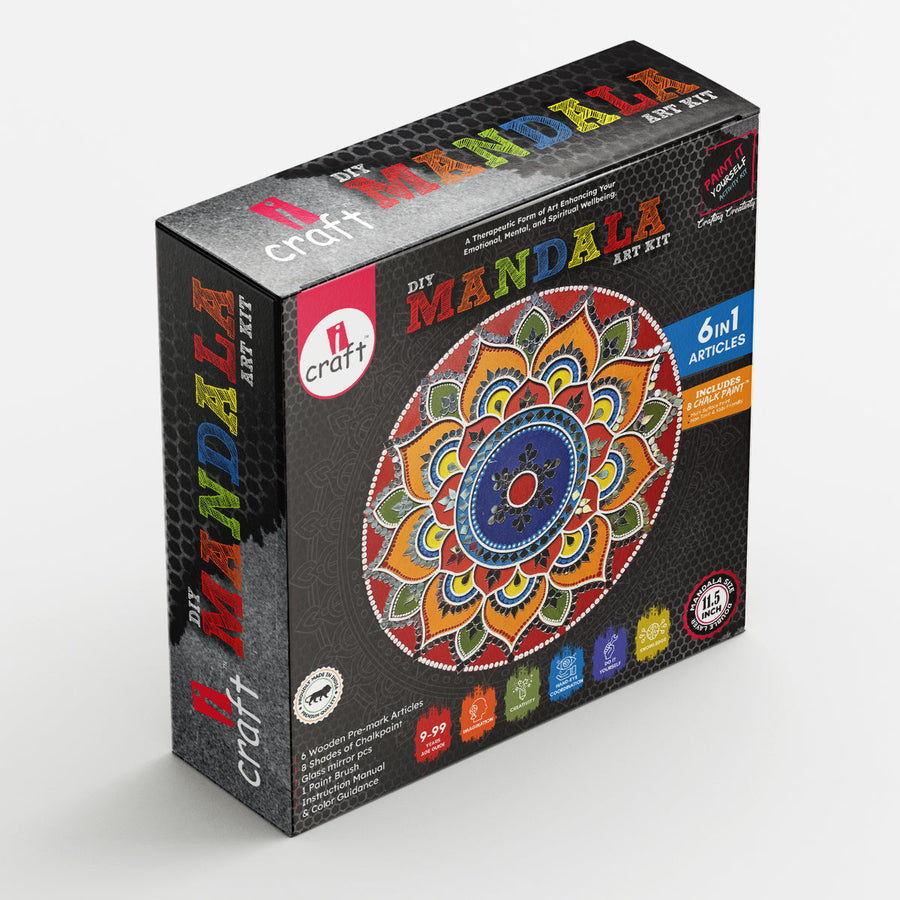 iCraft DIY Mandala Kit – Festive & Creative Home Decor Set (6-in-1)