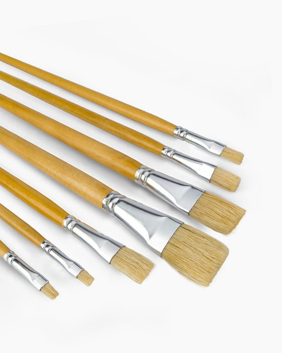Camel - White Bristles Flat Brushes - Series 56 (Set of 7 brushes)