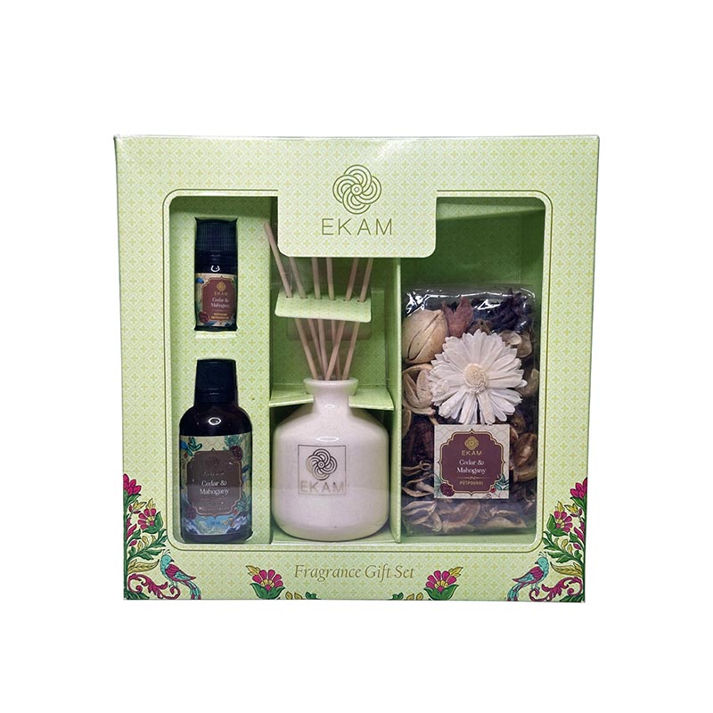 EKAM Cedar & Mahogany Reed Diffuser & Potpourri Gift Set