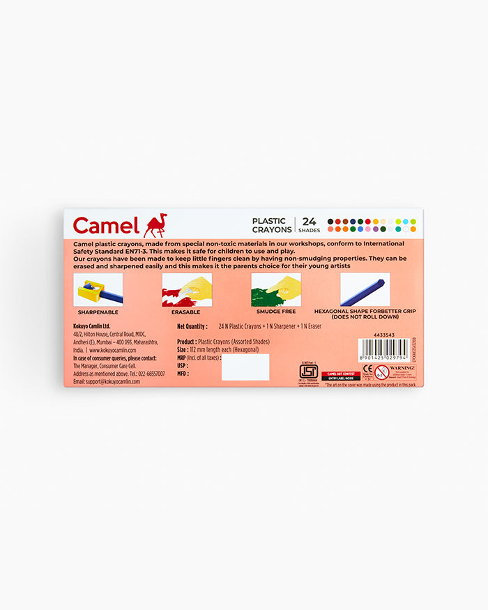 Camel - Plastic Hexagonal Crayons (24 Shades)